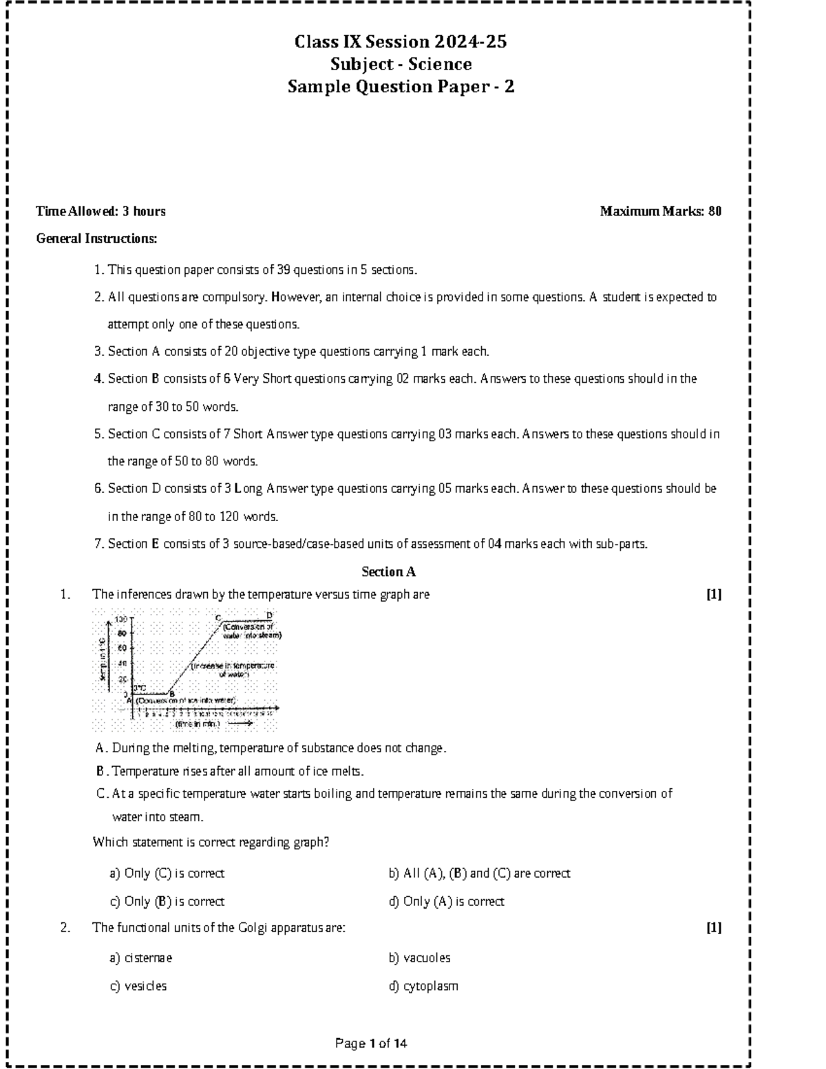 Class IX Science sample question paper 2 with solutions - Studocu