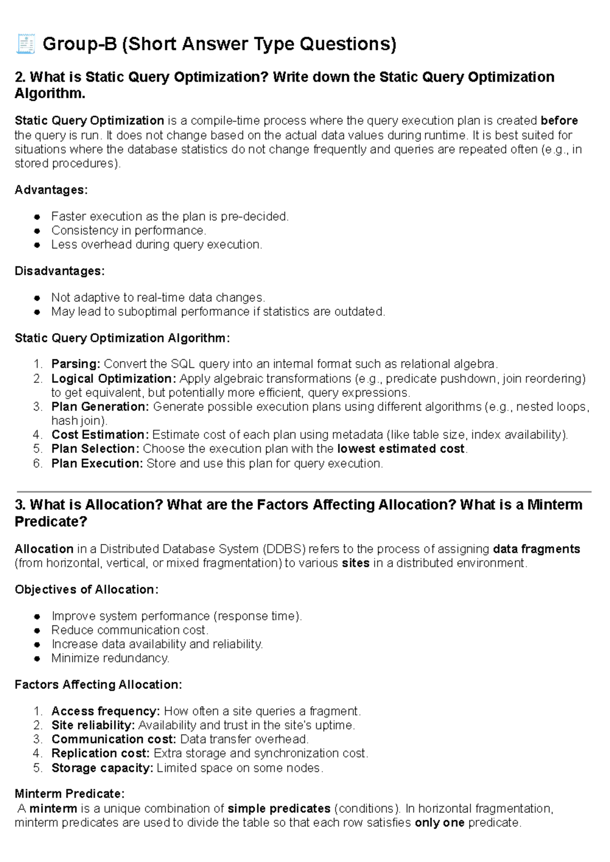 Static Query Optimization and Dynamic Query Optimization in DDBMS ...
