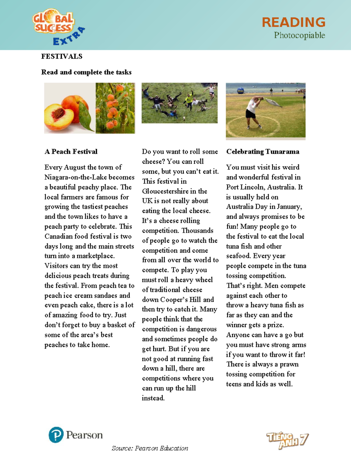 Unit 9 Extra - Reading - Festivals Overview - BT HS Lớp 7 - Studocu