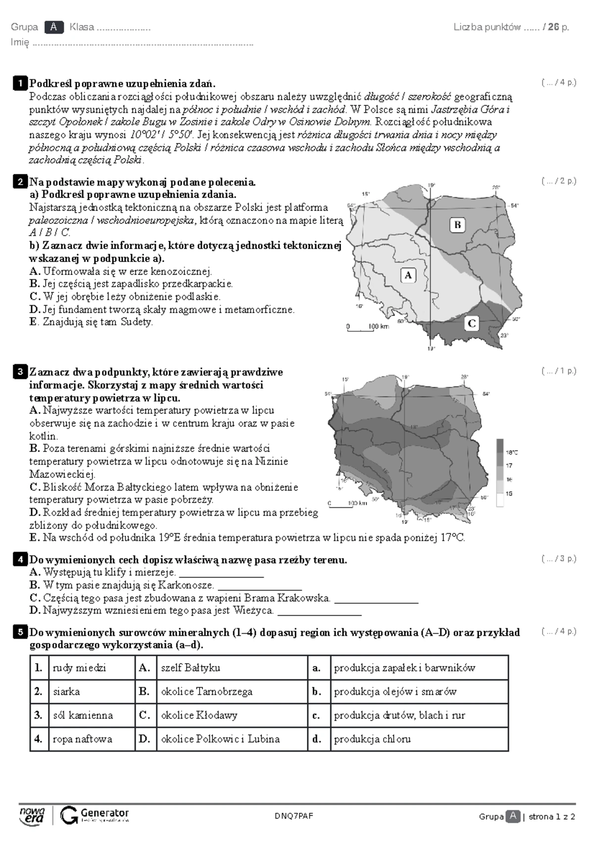 Sprawdzian Z Geografi Ludnosc I Urbanizacja 3g www.studocu.com