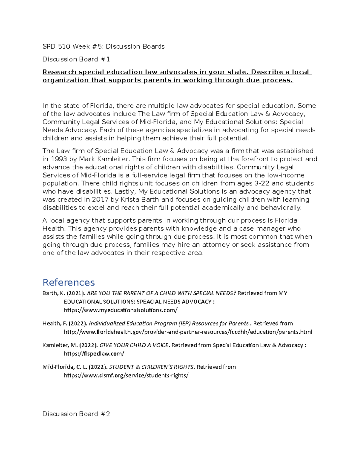 SPD 510 Week 5 Discussion Board Insights on Special Education Advocacy ...