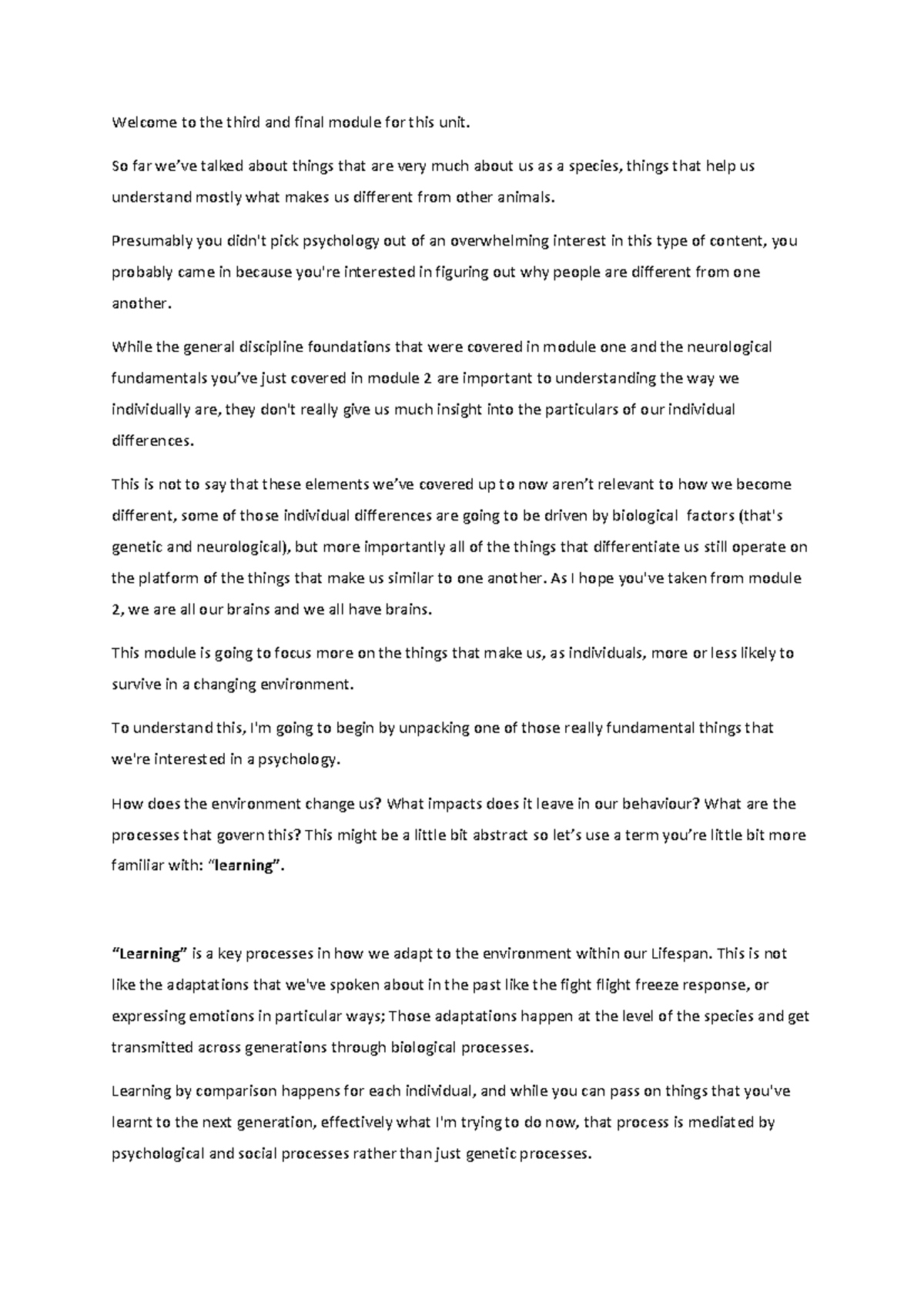 Transcript 7 1 - WEEK 7 - Welcome to the third and final module for ...