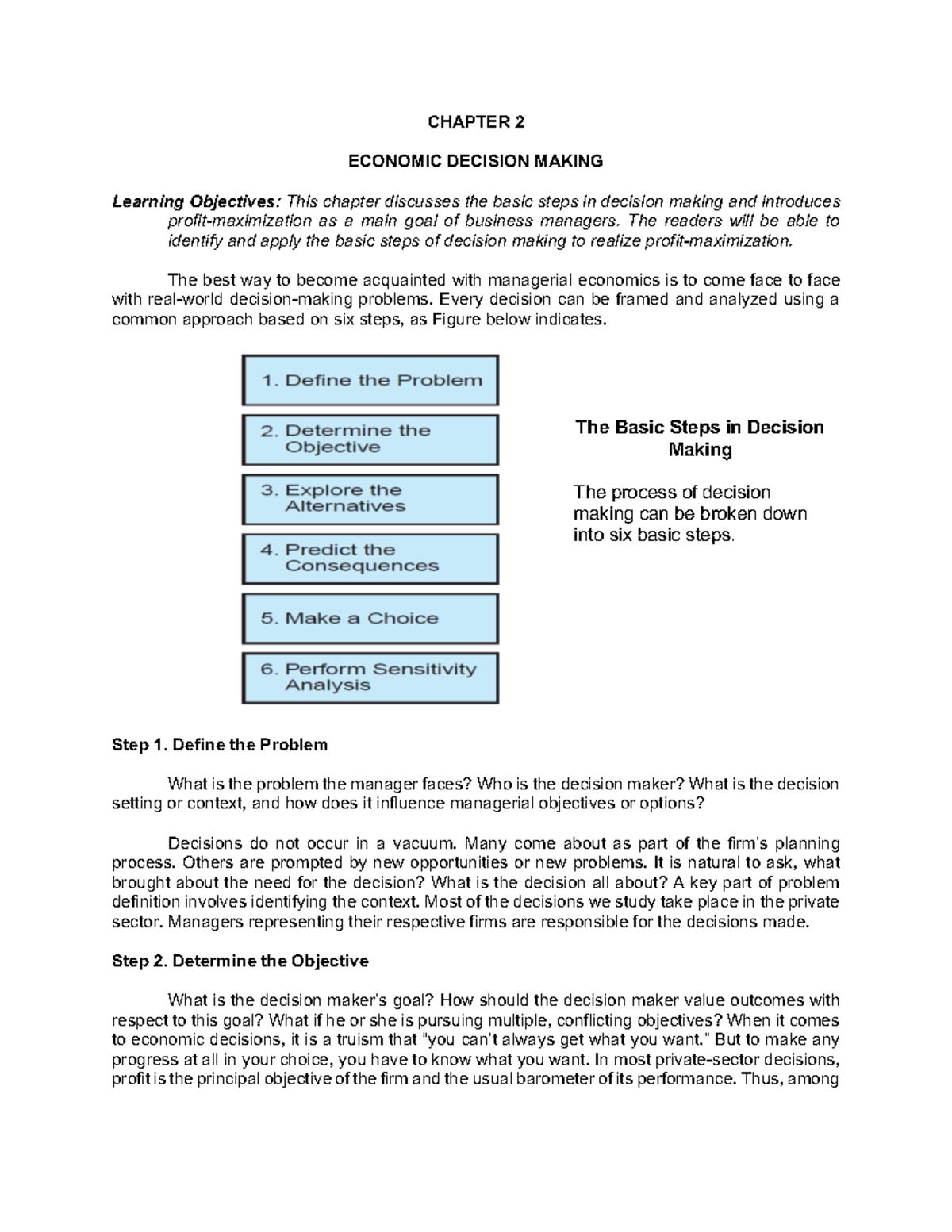 Managerial Economics for Non-Majors: Chapter 2 on Decision Making - Studocu