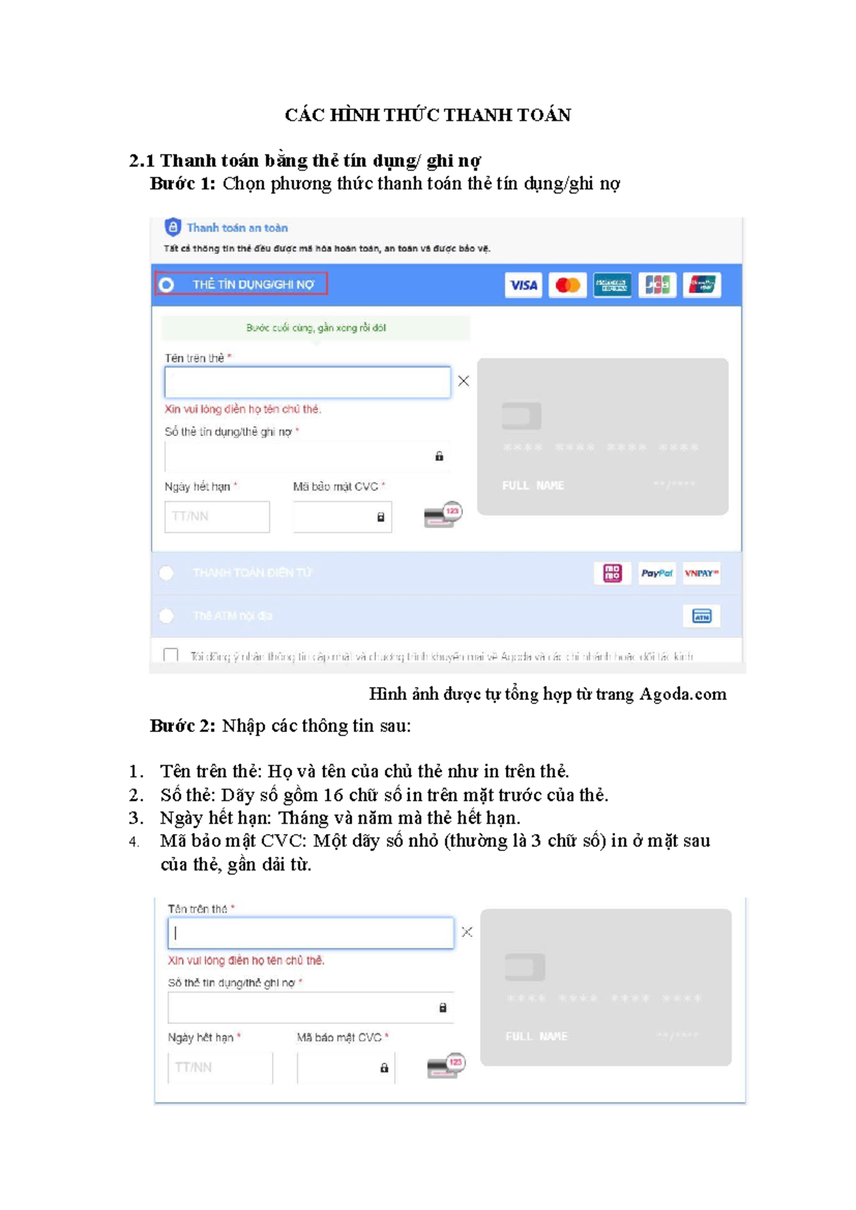 Hướng Dẫn Thanh Toán Trực Tuyến: Thẻ Tín Dụng, Paypal, VNPAY - Studocu
