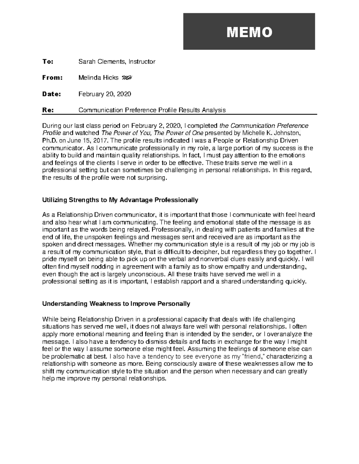 CPP Communication Preference Profile Short Report Analysis - Studocu