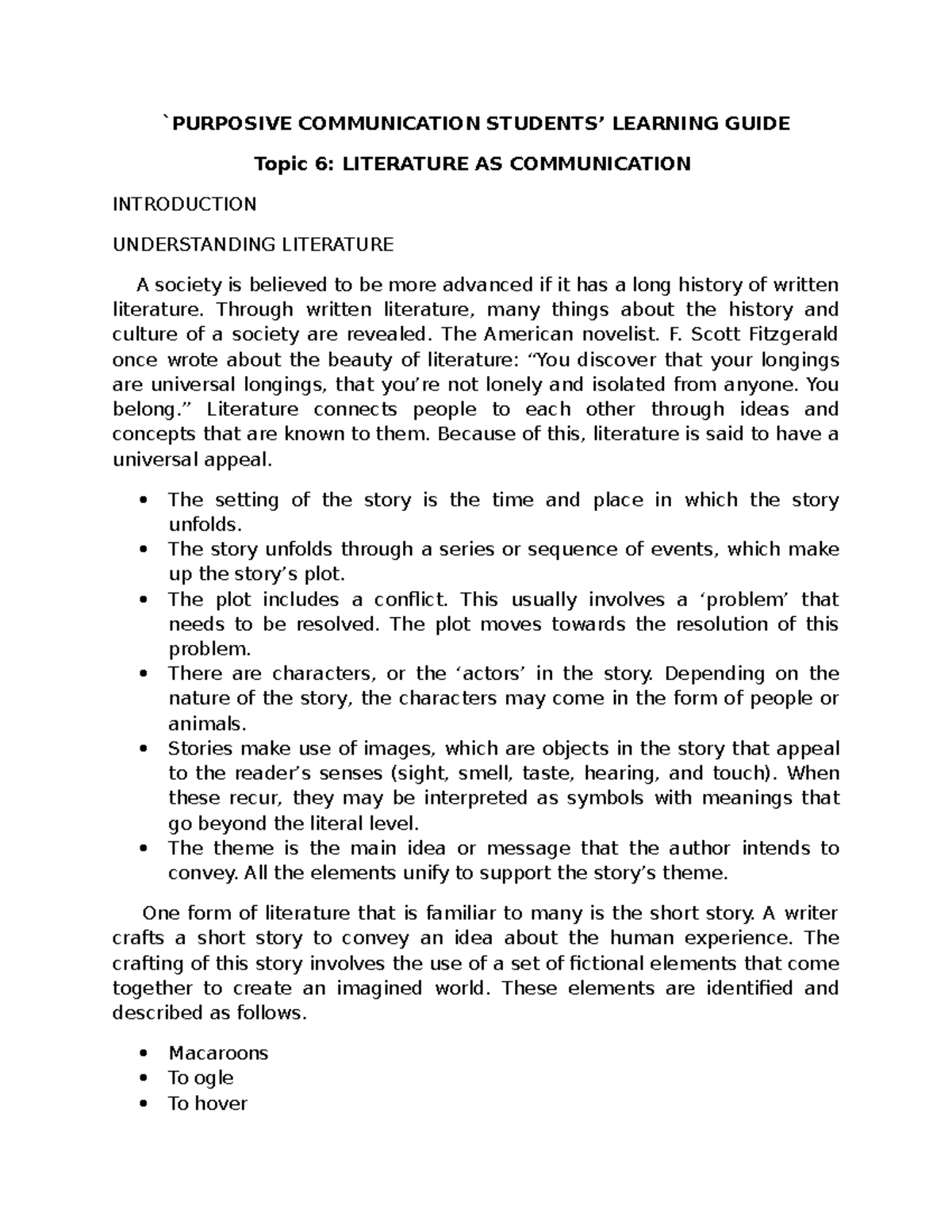 Module 4: Lesson 6 - Literature as Communication Guide (Purposive Comm ...