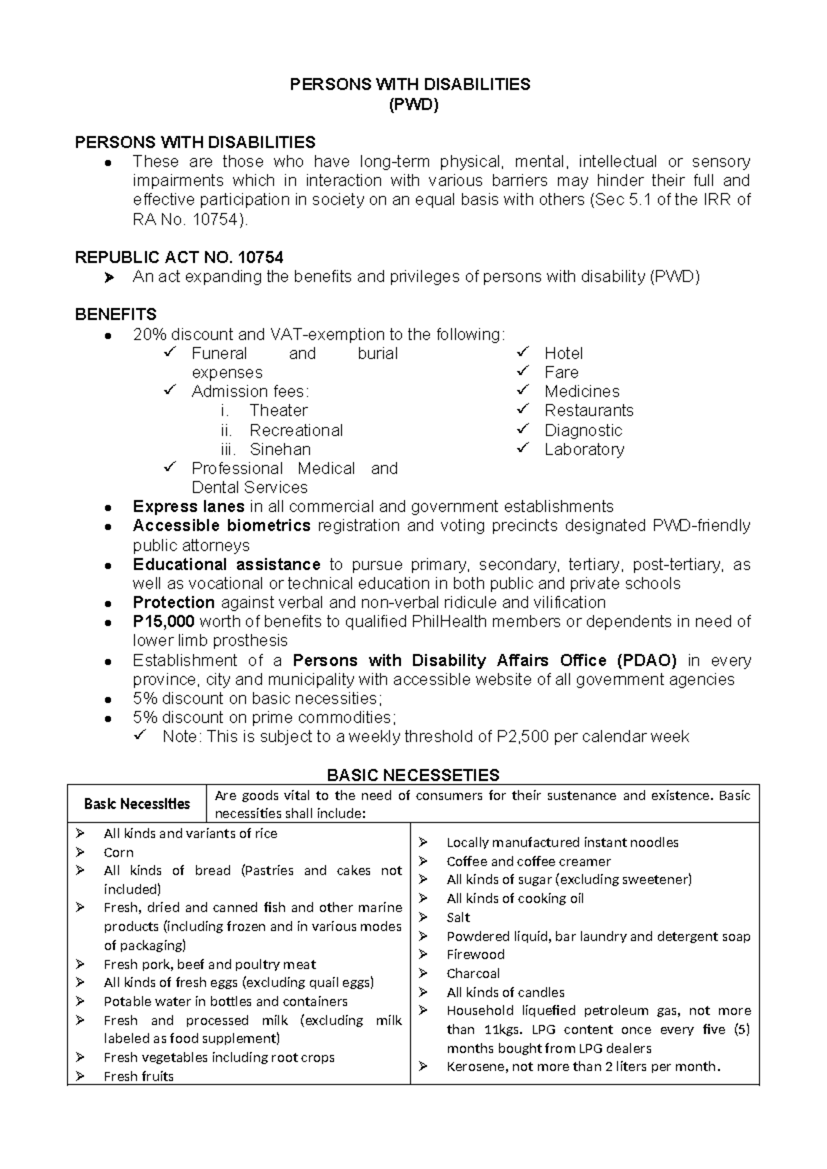Persons-WITH- Disabilities - PERSONS WITH DISABILITIES (PWD) PERSONS ...