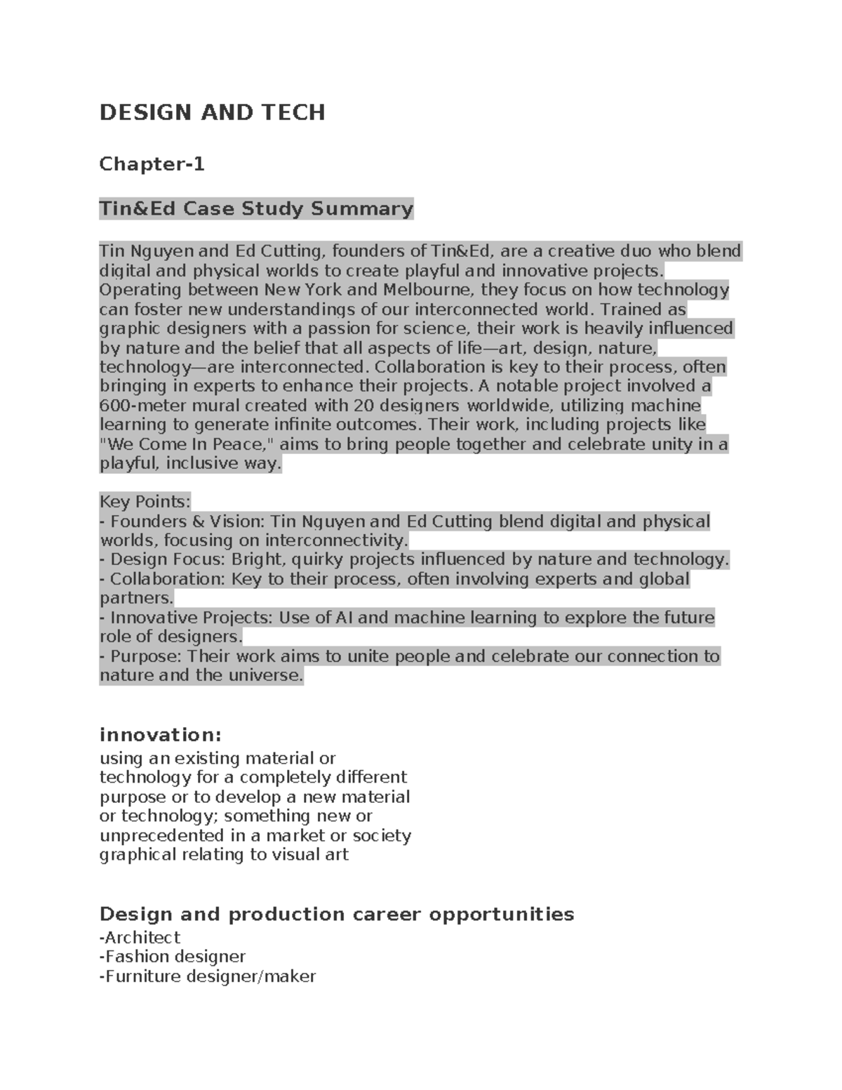 Design AND TECH: Chapter Insights on Tin&Ed Case Study and Design ...