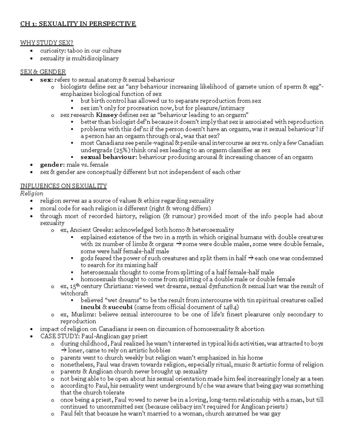 Psych 2076 Final Exam Study Notes on Sexuality and Gender - Studocu