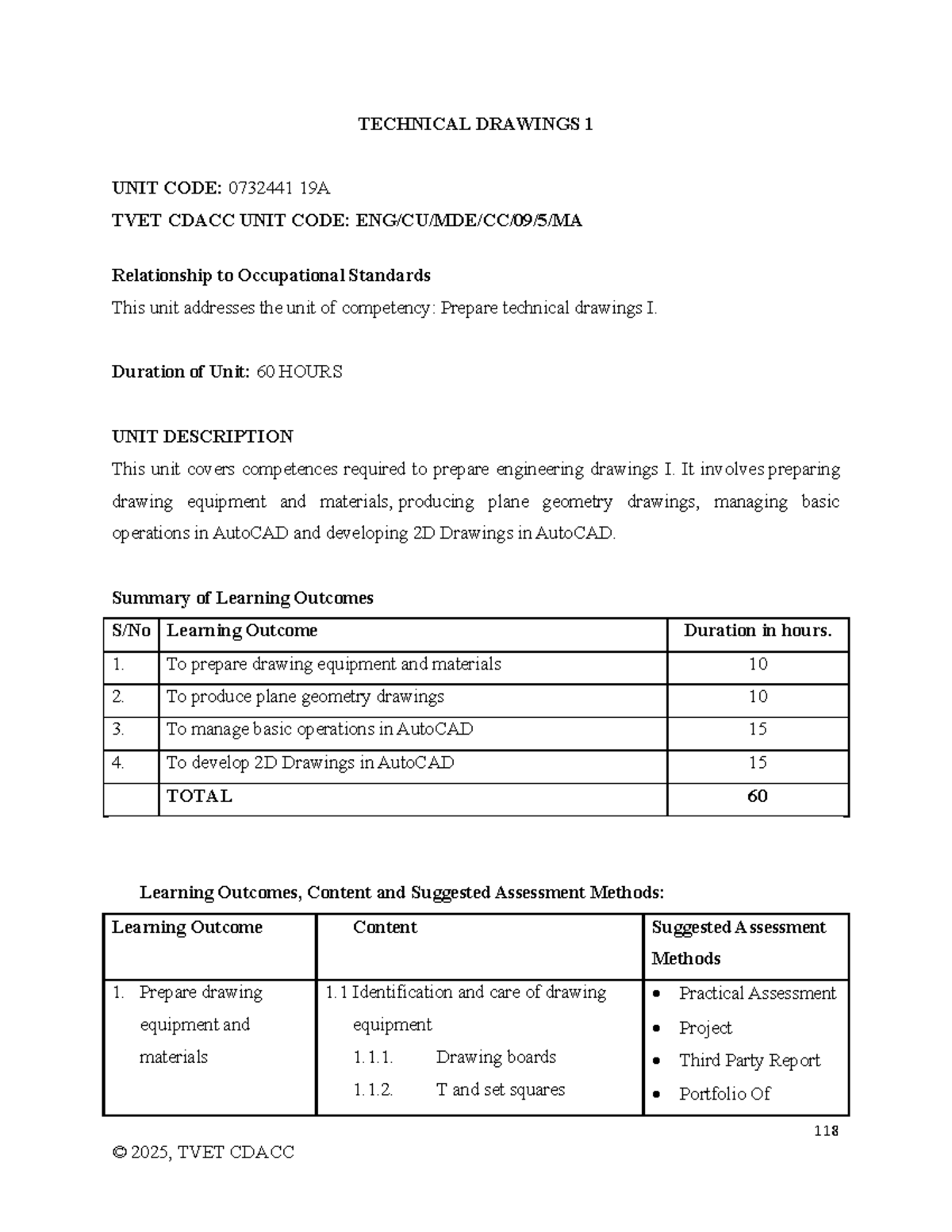 TD1 Course Outline: Technical Drawings I (0732441) - Studocu
