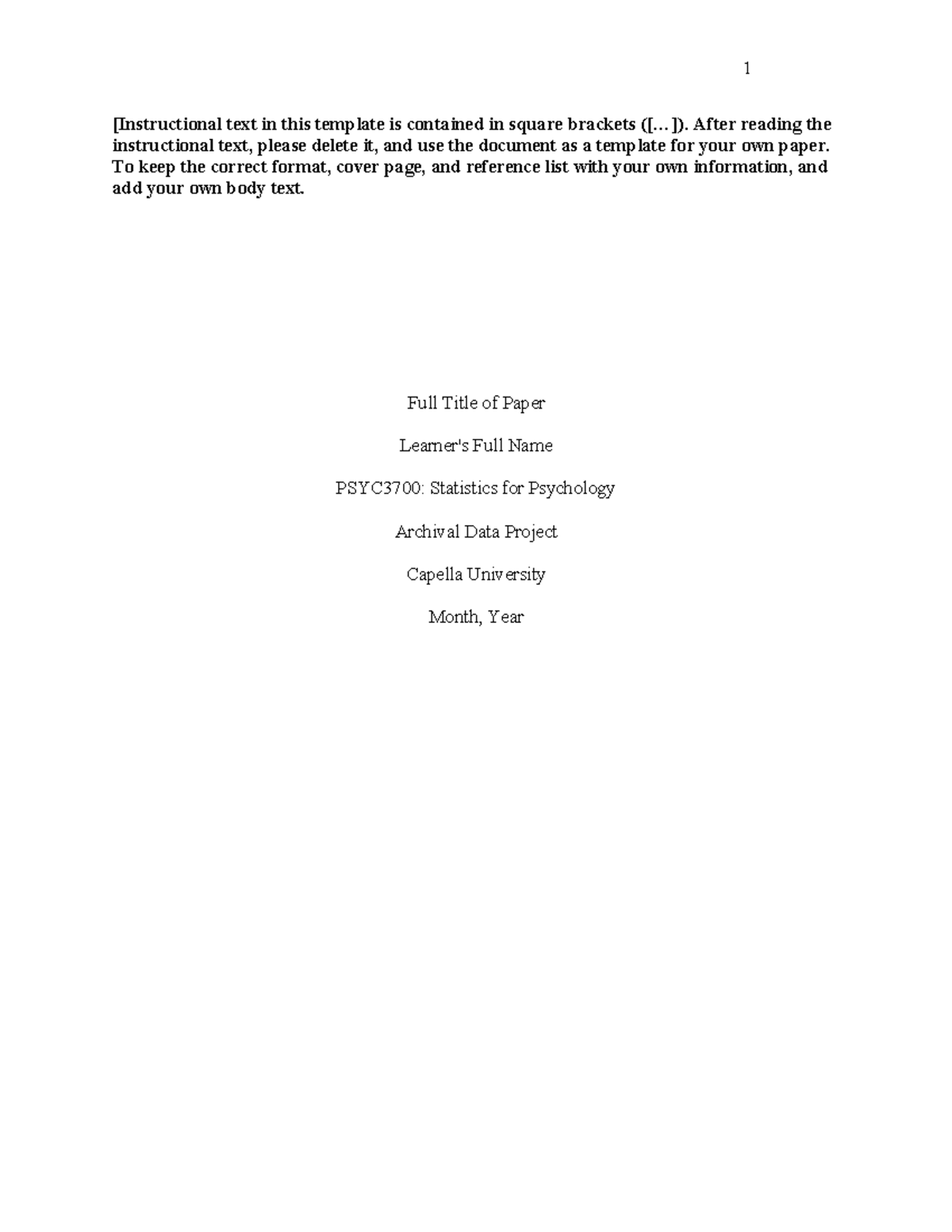 PSYC3700: Week 9 Archival Data Project Paper Template - Studocu