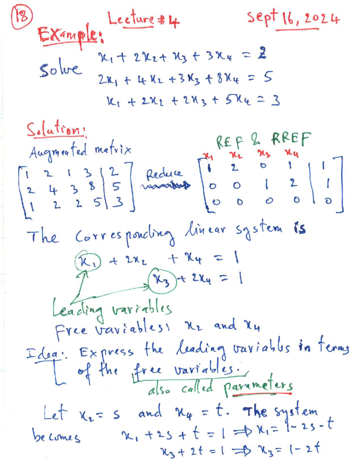 221 Lecture Notes #4 W2024T1: Infinite Solutions in Vector Equations ...