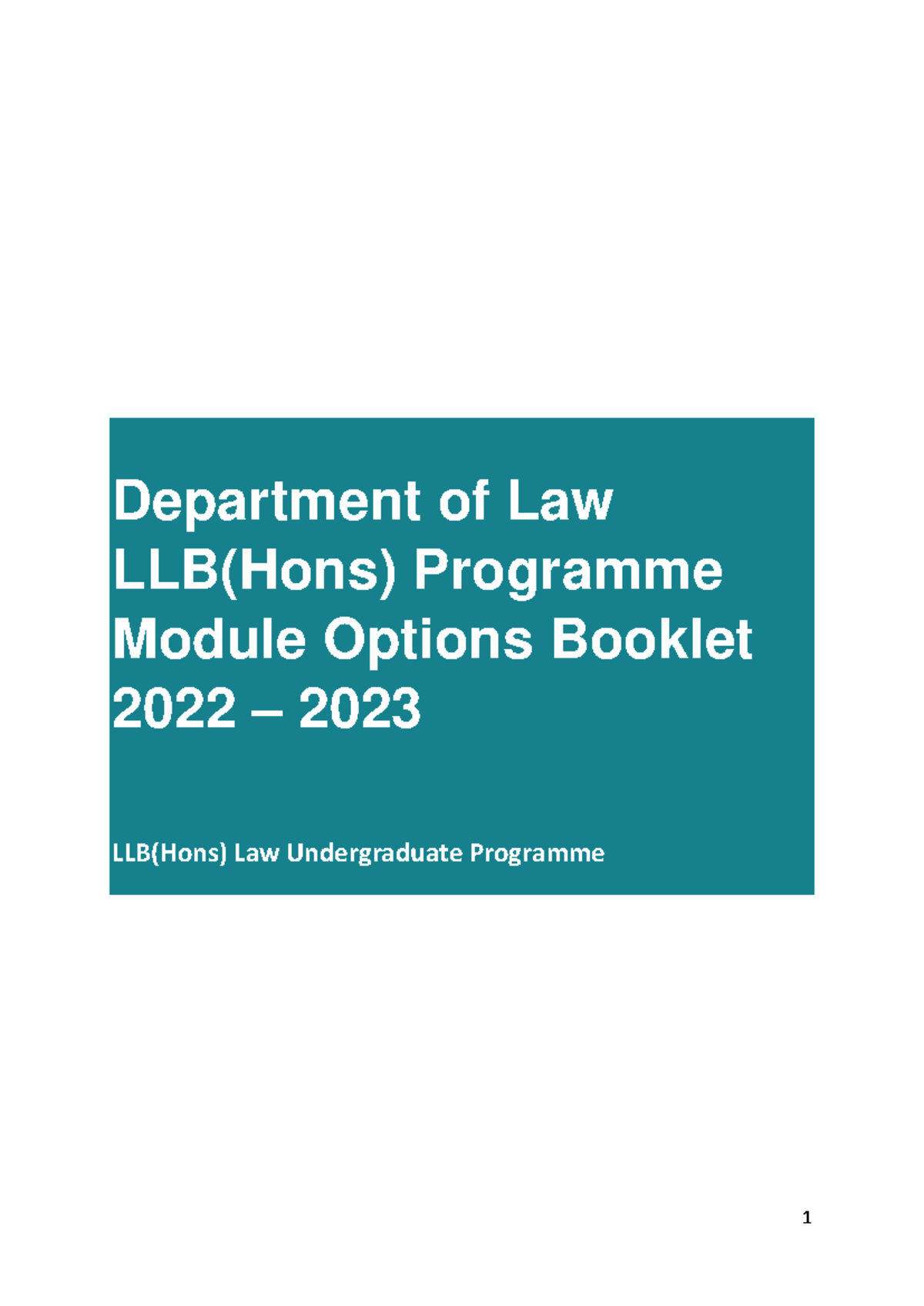 M100 LLB(Hons) Module Options Booklet 2022-2023 for Law Students - Studocu