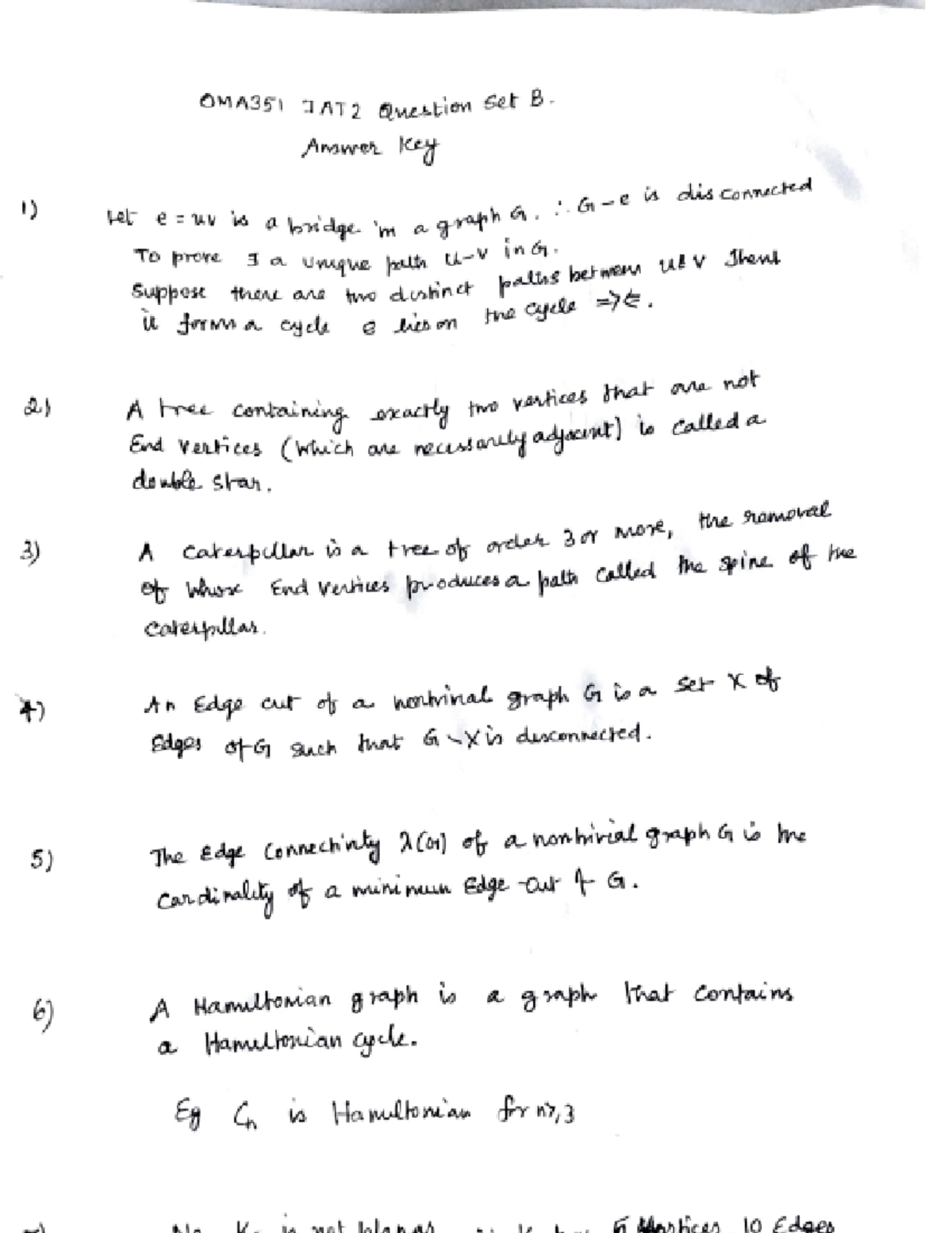 OMA351 IAT2 - Graph Theory Study Notes and Answer Key - Studocu