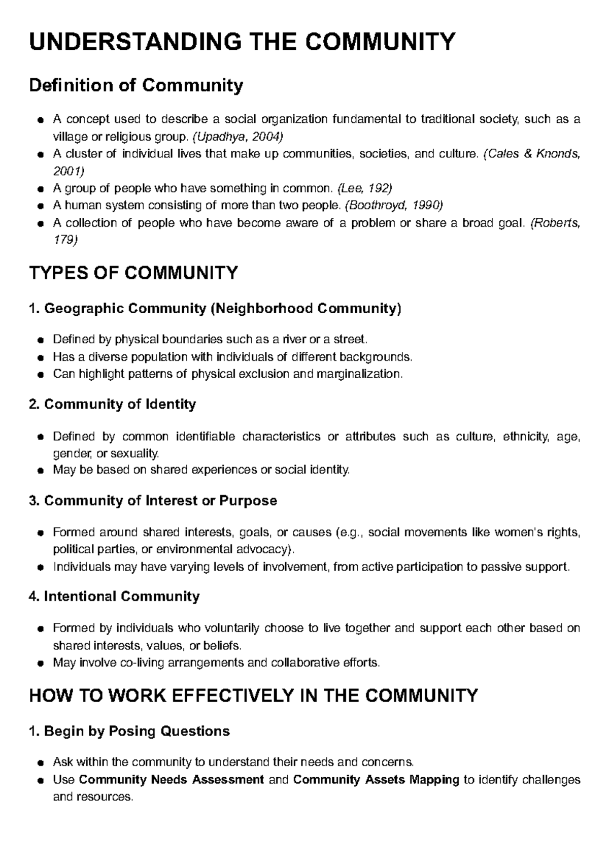 COMM 101: Understanding Community Dynamics and Health Initiatives - Studocu