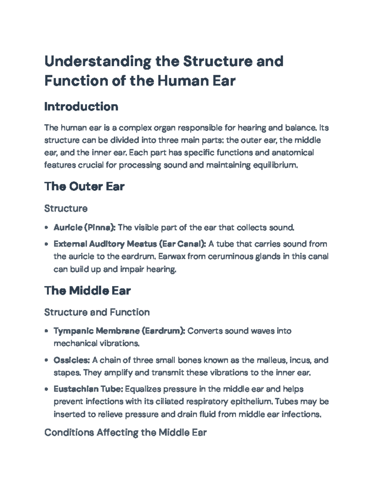 Anatomy and Health of the Human Ear: Structure & Function Overview ...
