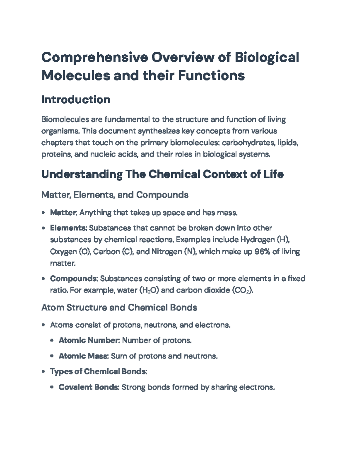 Biological Molecules and Their Functions: A Comprehensive Overview ...