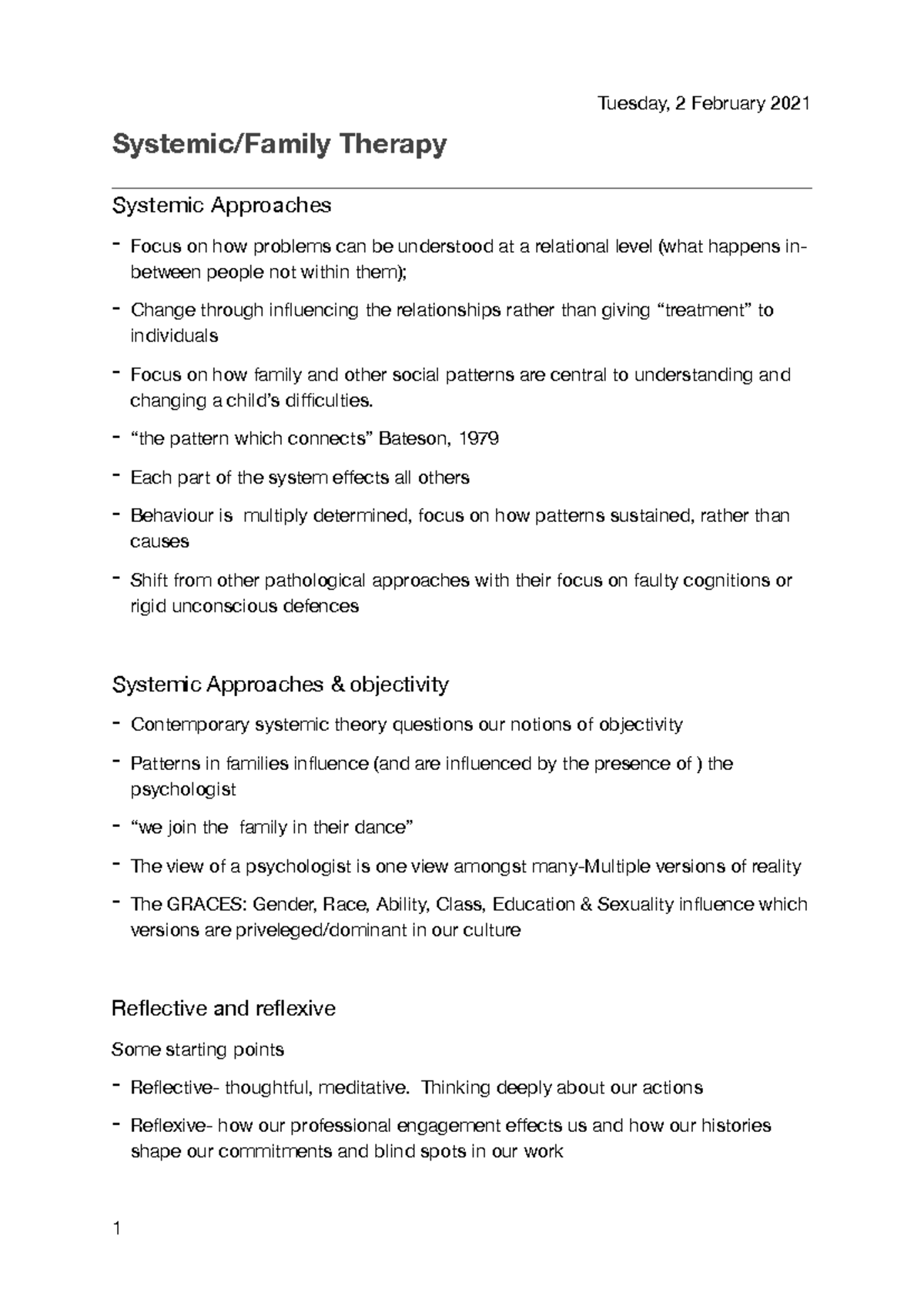 3. Systemic/Family Therapy - Systemic/Family Therapy Systemic ...
