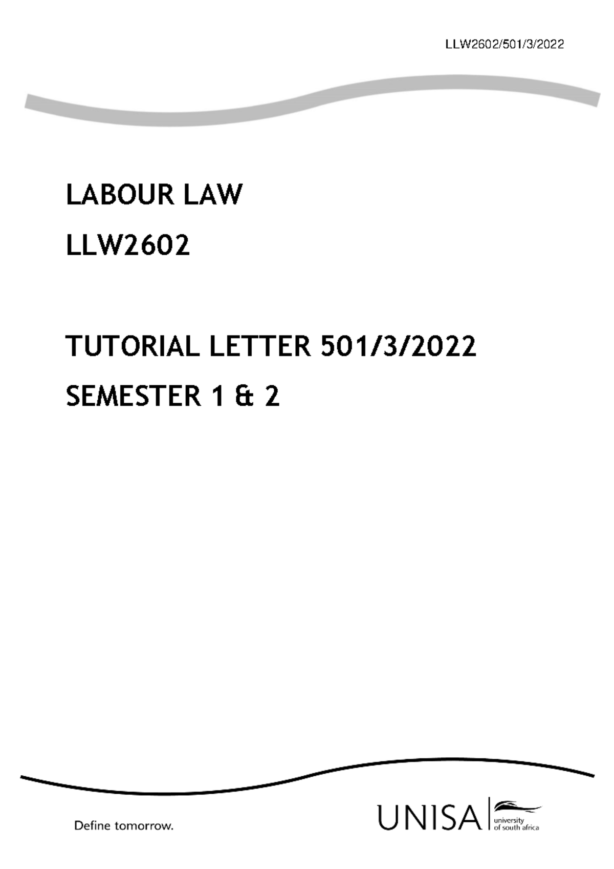 LLW2602 Final Exam Notes on Labour Law Definitions and Concepts - Studocu