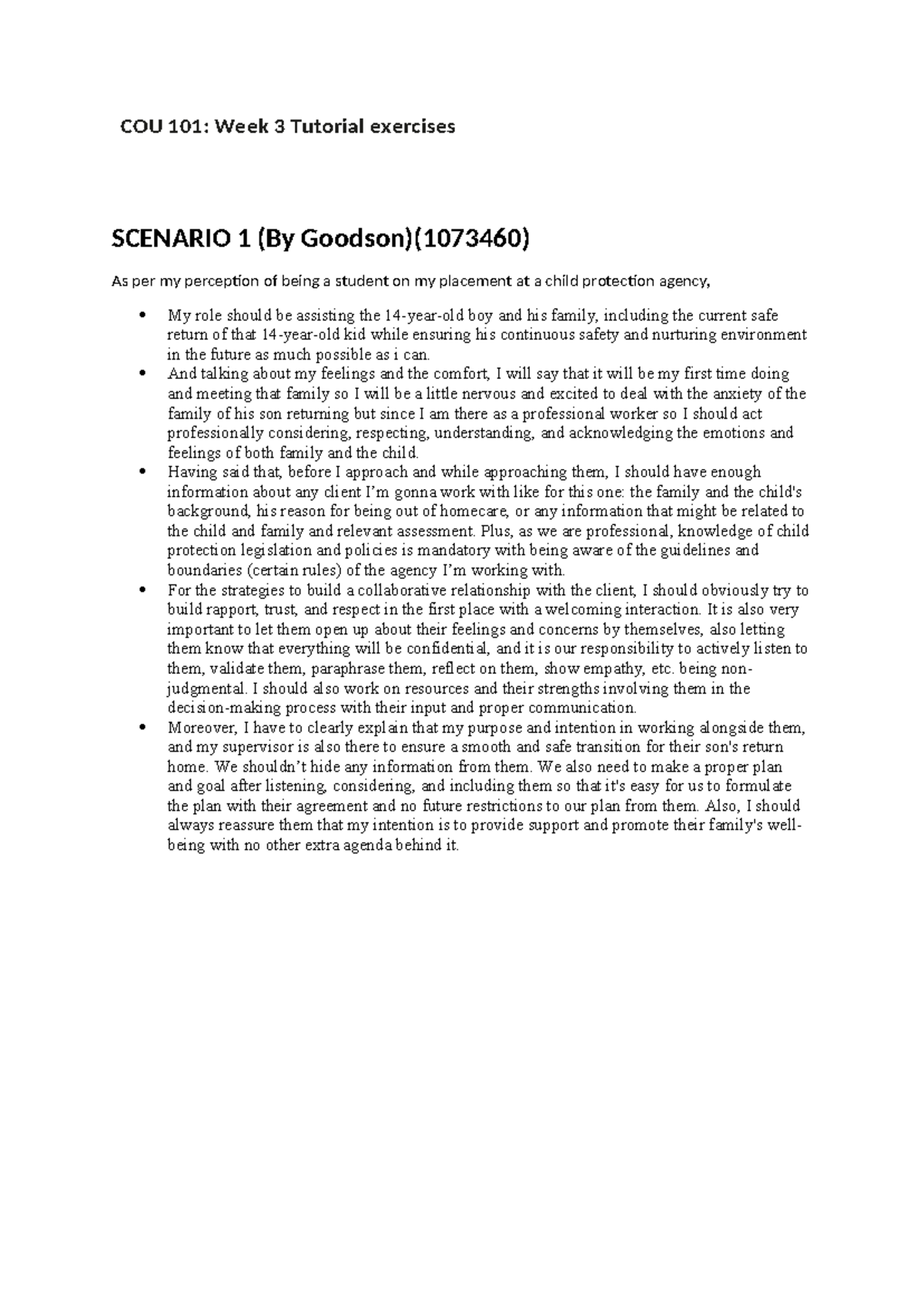 COU 101: Week 3 Tutorial Exercises on Child Protection (1073460) - Studocu