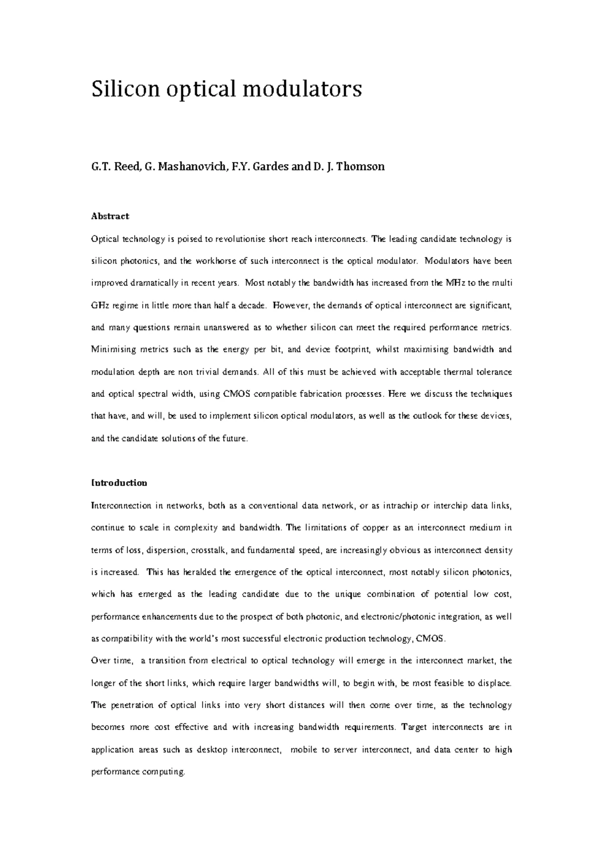 Chapter 9: Modeling Silicon Photonic Devices for Optical Interconnects ...