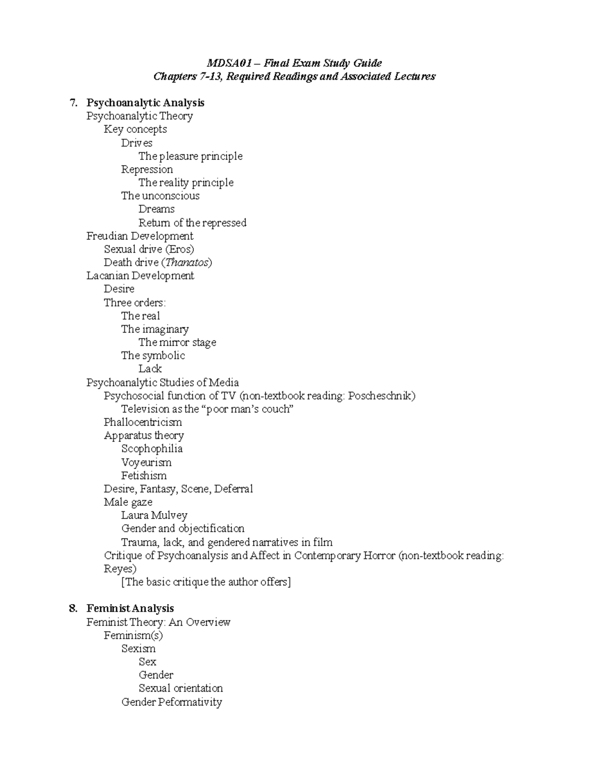 MDSA01 - Final Exam Study Guide - Fall 2021 - MDSA01 – Final Exam Study ...