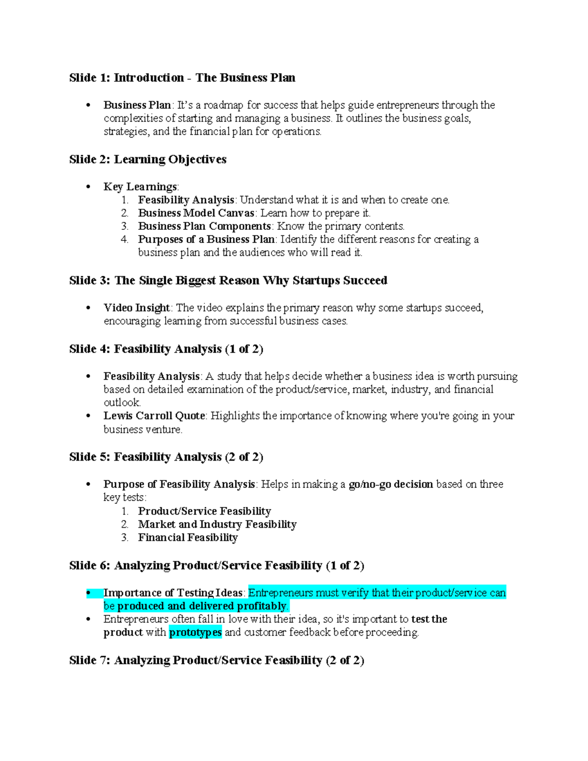 BUS 101: Comprehensive Business Plan Overview and Key Components - Studocu