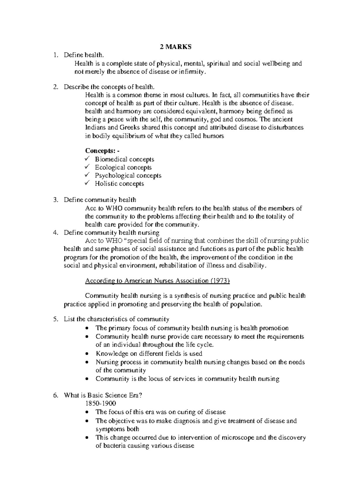 CHN 2 - Health Concepts and Community Nursing Overview - Studocu