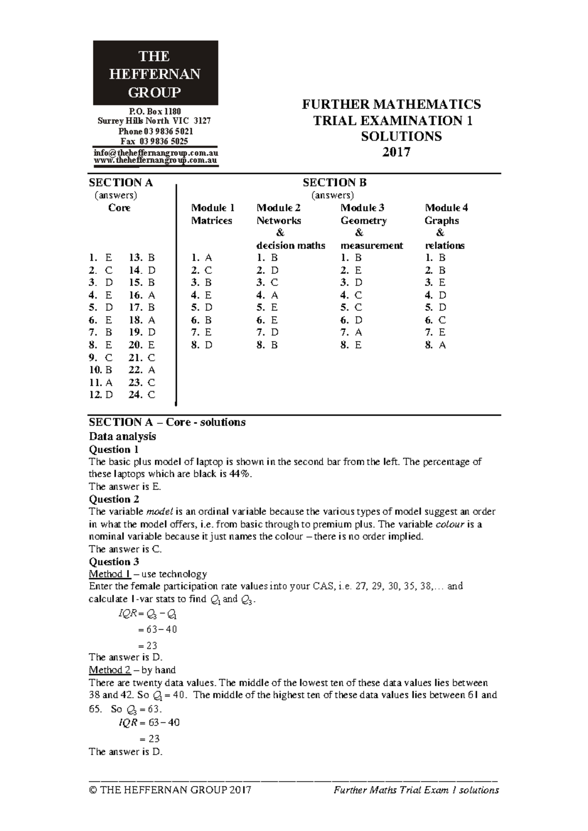 2017 Further Maths Trial Exam 1 Solutions - Studocu