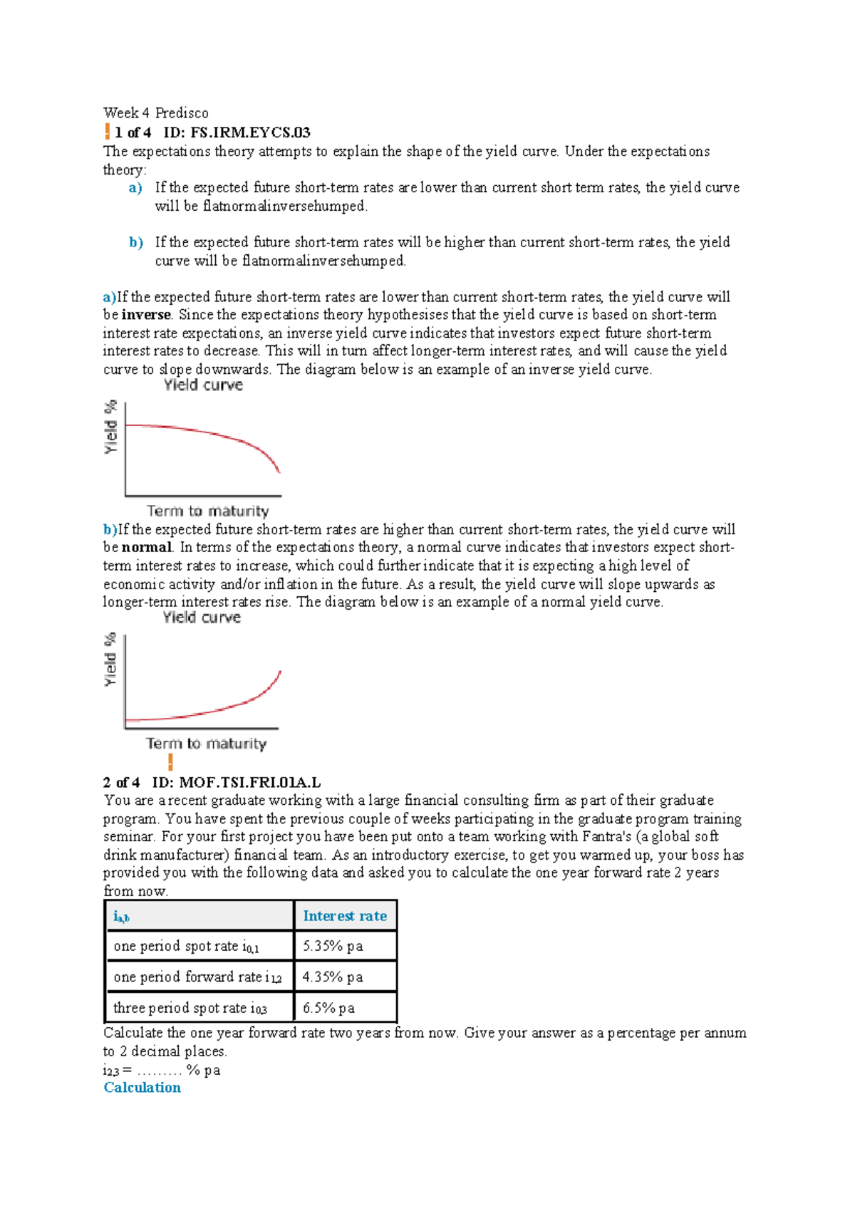Week 4 Predisco: Understanding Yield Curves & Interest Rate ...