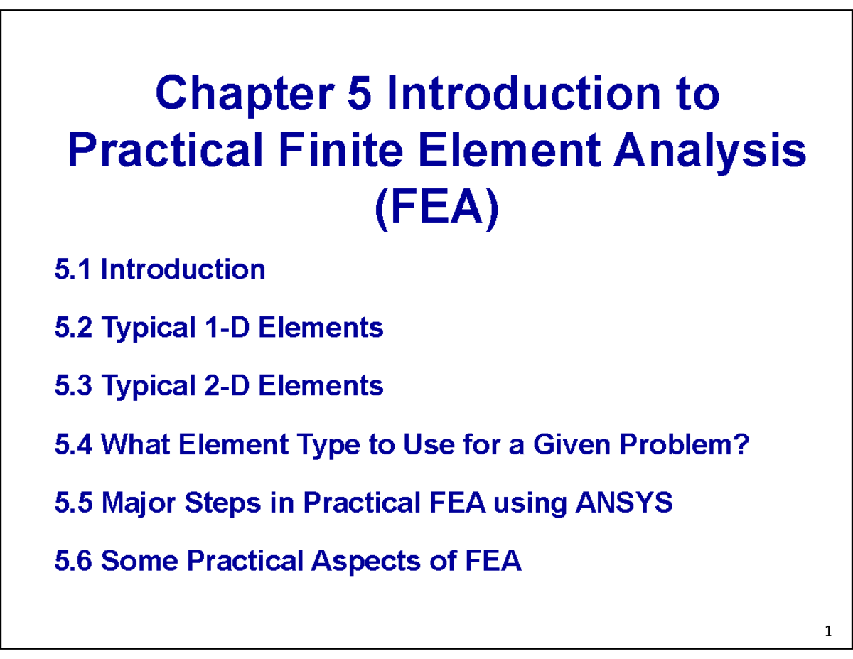 MA3004 FEM Chapter 5 - Chapter 5 Introduction to Practical Finite ...