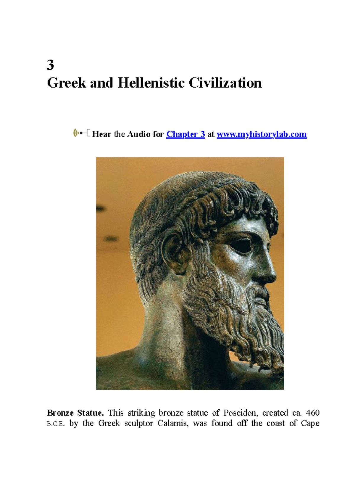 Week 4 Craig Textbook-1 - 3 Greek and Hellenistic Civilization Hear the ...