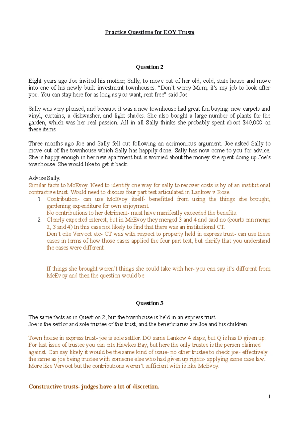 Equity and Trusts Examination 2023 (C) - Open Book Guidelines and ...