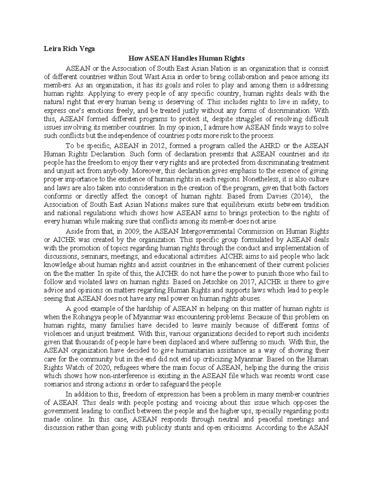 How ASEAN Addresses Human Rights Issues: A Study by Leira Rich Vega ...
