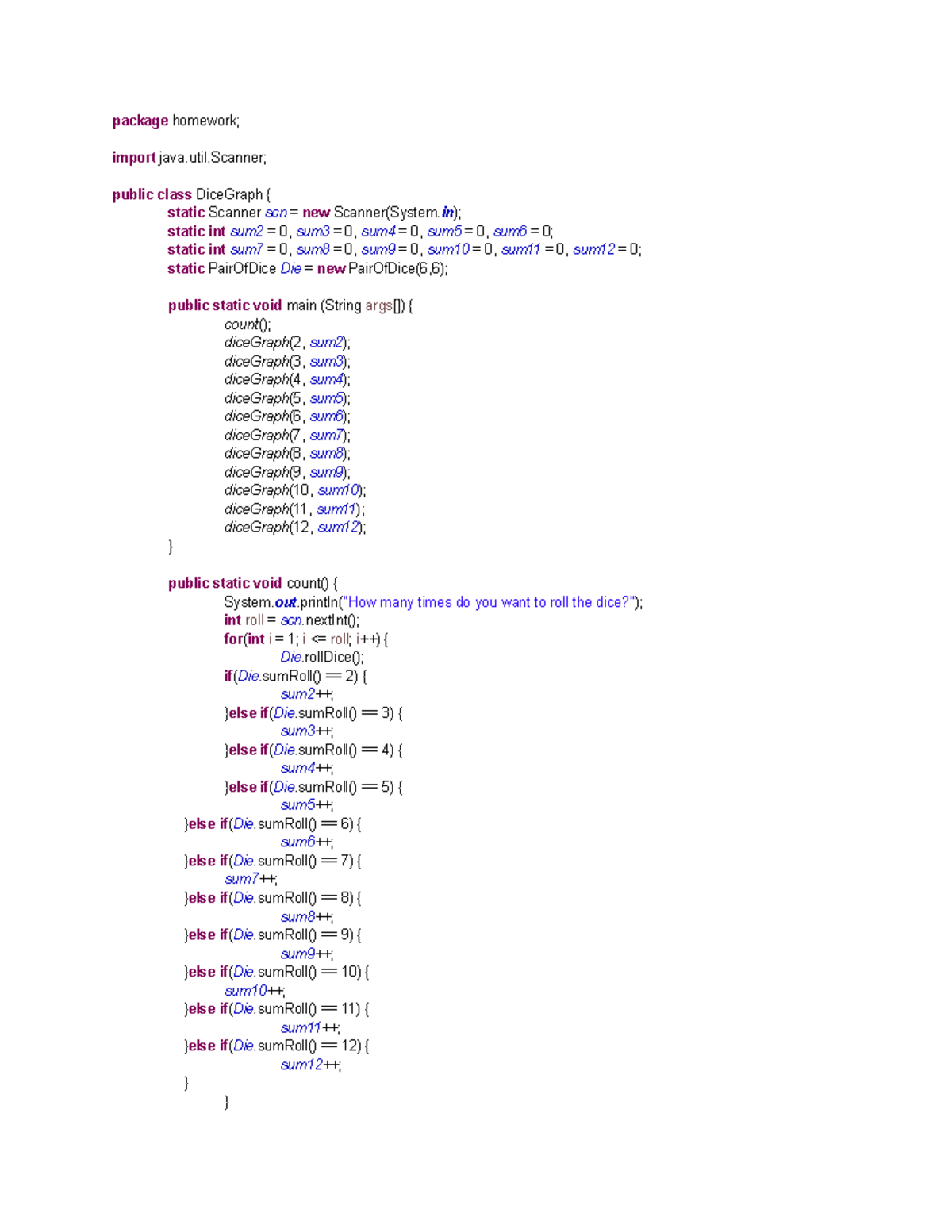 AP CSA - Java Code Examples for Dice and Probability Games - Studocu