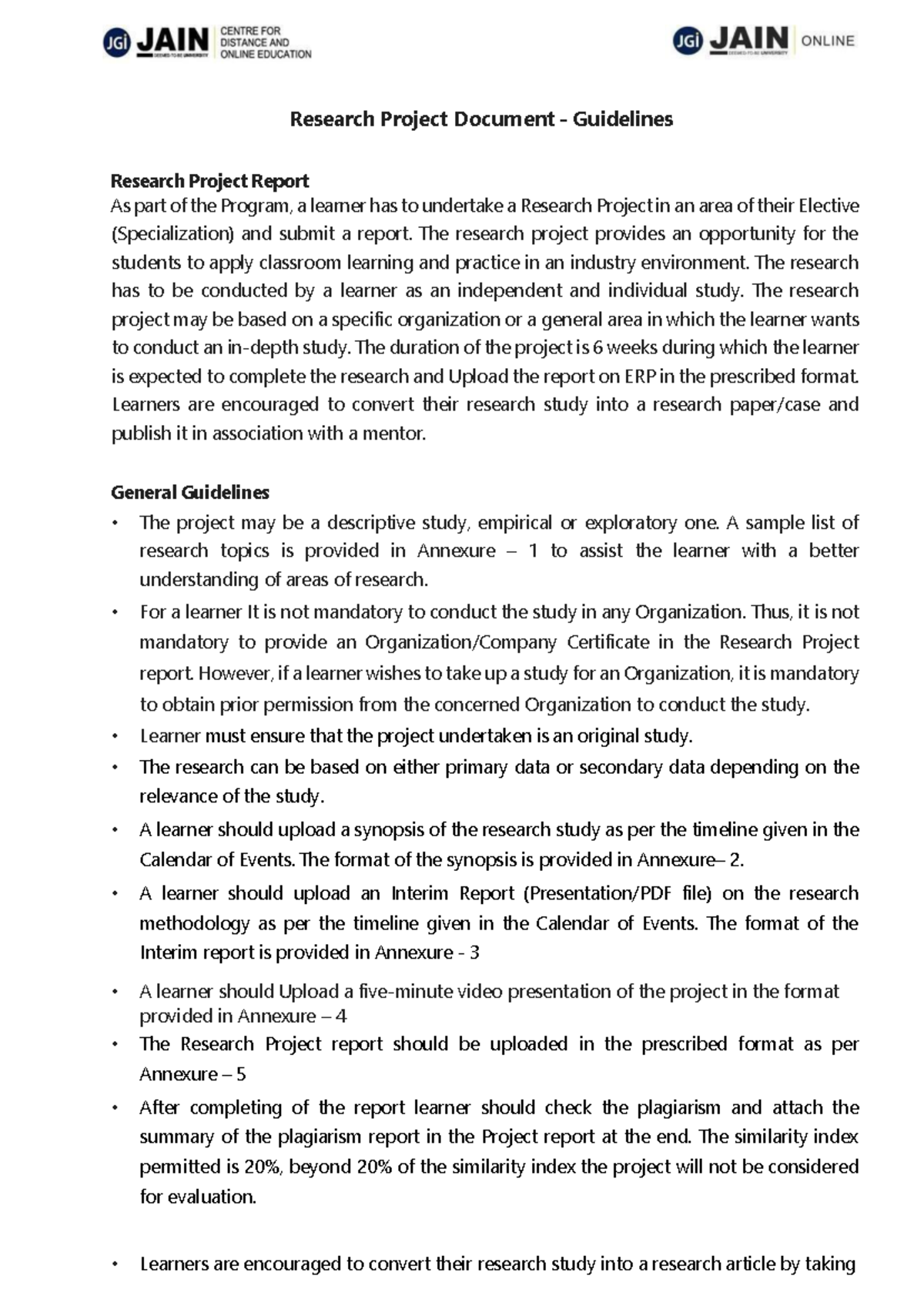 BBA - Research Project Guidelines July 2022 - Research Project Document ...