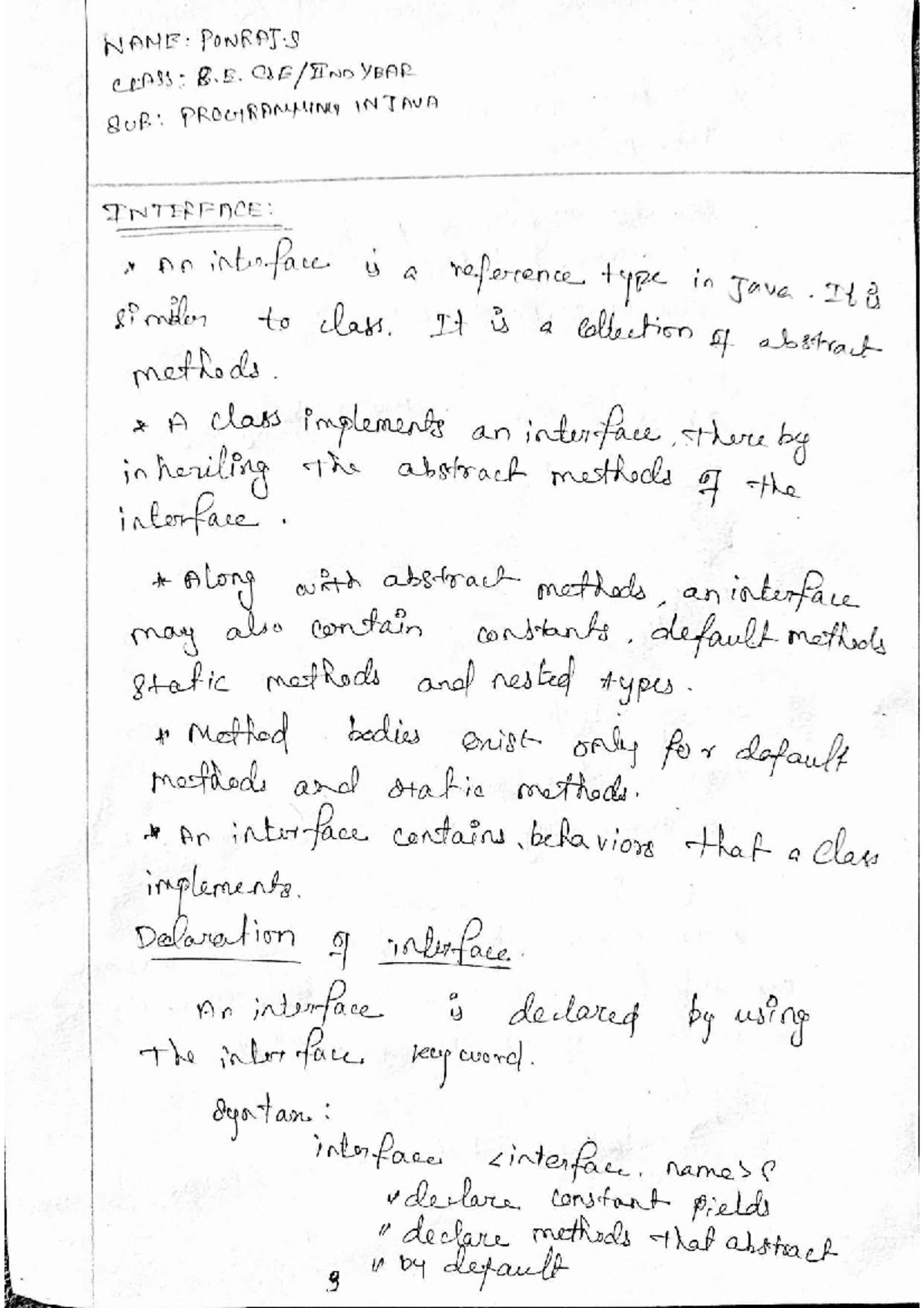 Java 003 - Notes on Interfaces in Programming in Java - Studocu