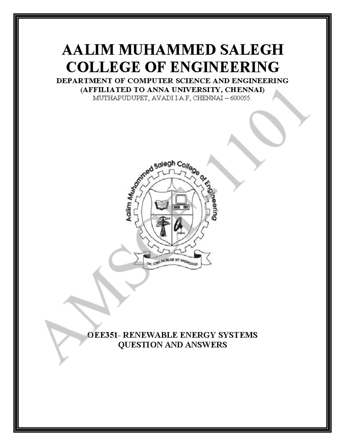 OEE351 Renewable Energy Systems Study Notes and Key Concepts - Studocu