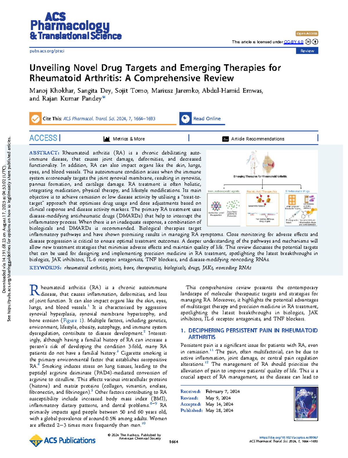 Novel Drug Targets & Emerging Therapies for Rheumatoid Arthritis (PHARM ...