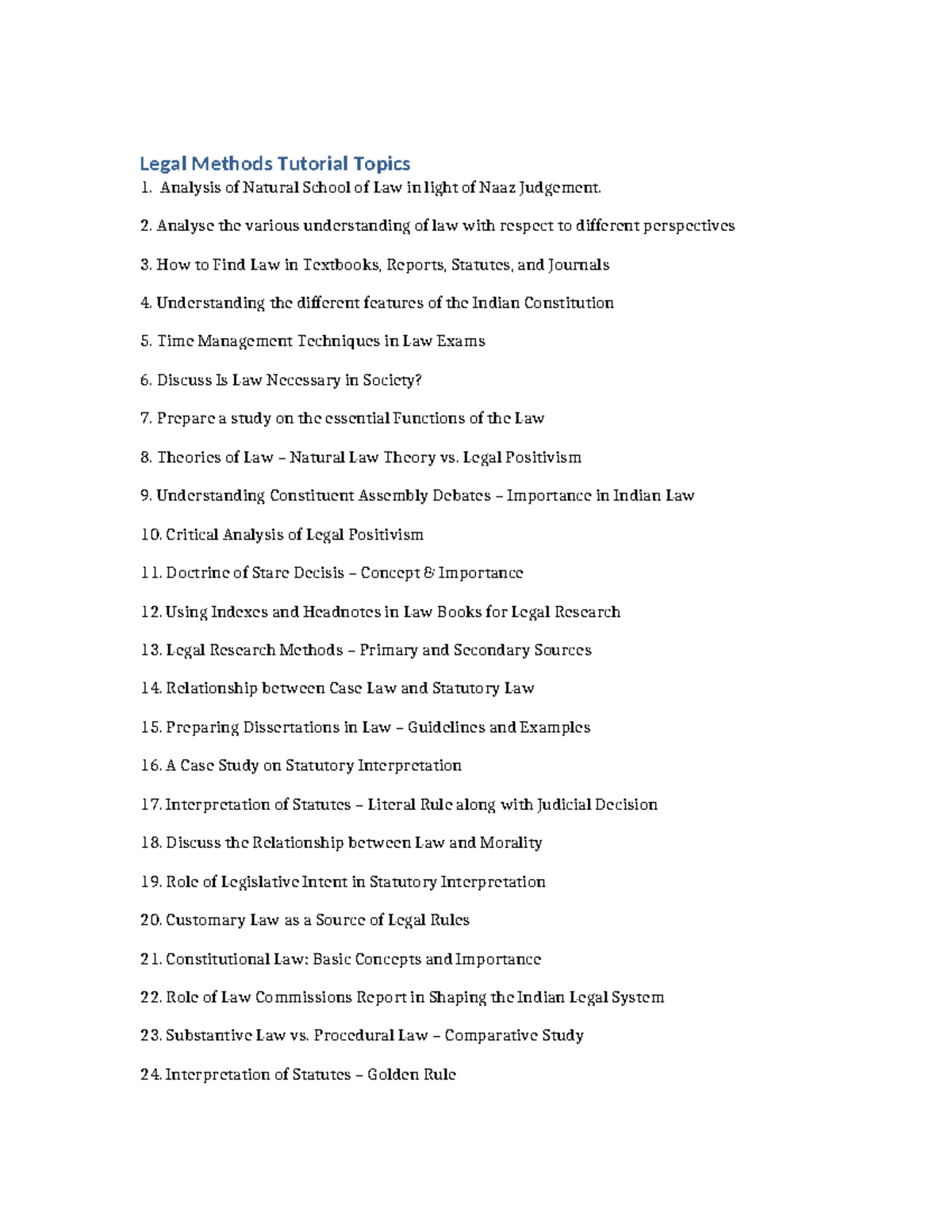 Legal Methods Tutorial: Key Topics & Insights for Law Studies - Studocu