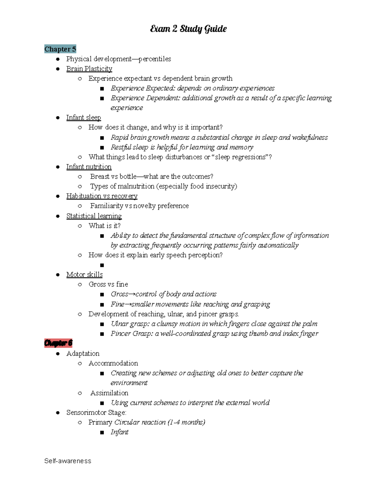 PSY 250 Exam 2 Study Guide: Key Concepts in Child Development - Studocu