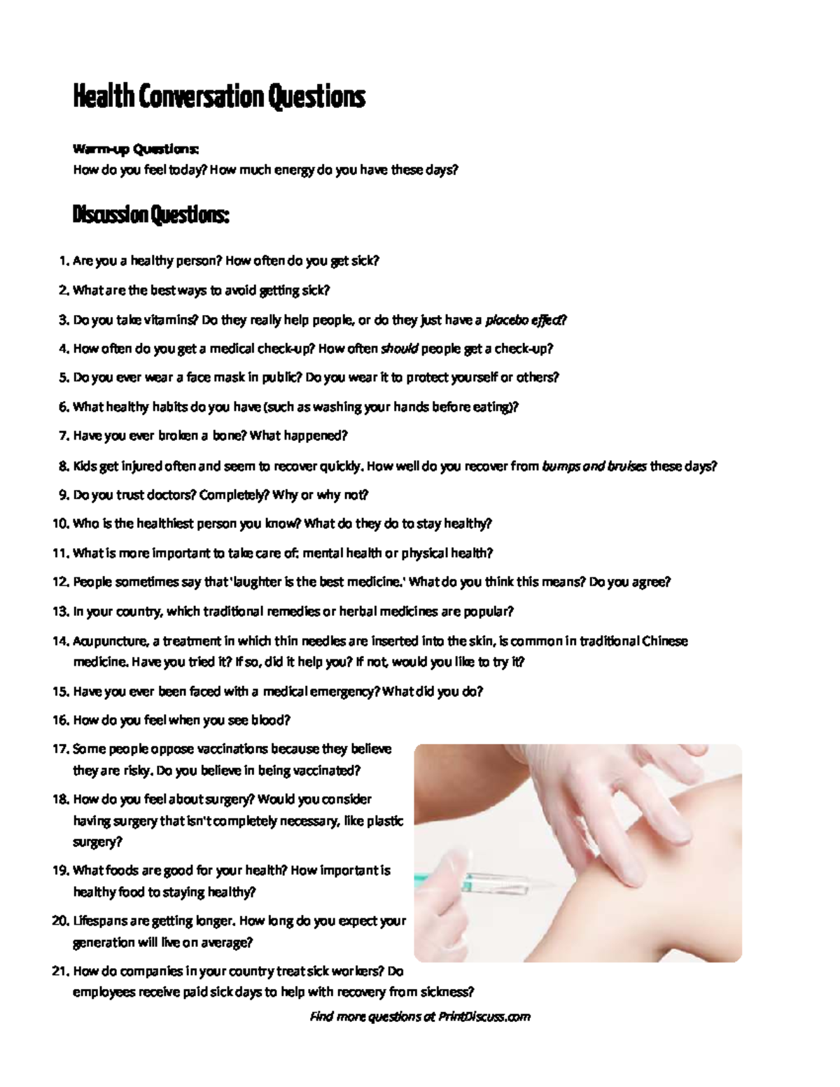Health Conversation Questions: Exploring Wellness & Medical Opinions ...