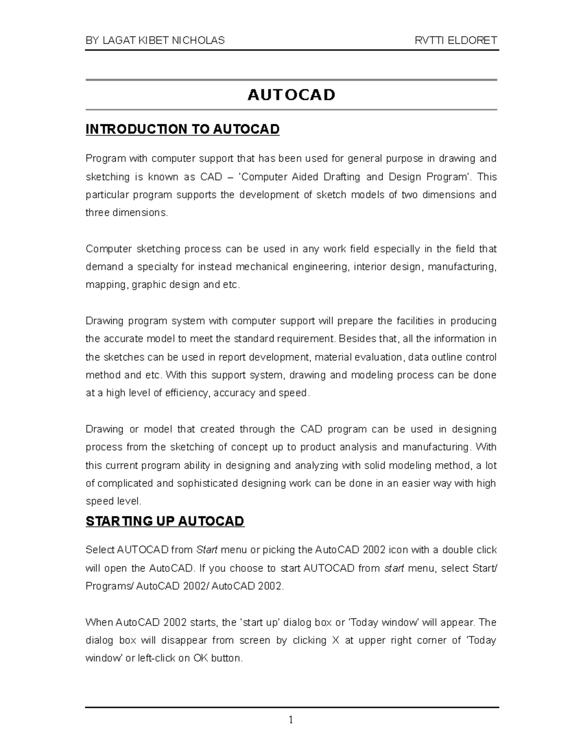 AutoCAD 2002 Notes: Essential Theory for ICT Students - Studocu