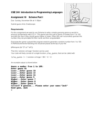 M2 Quiz CSE 240 Intro to Programming Languages (2022 Fall - A) - M2 ...