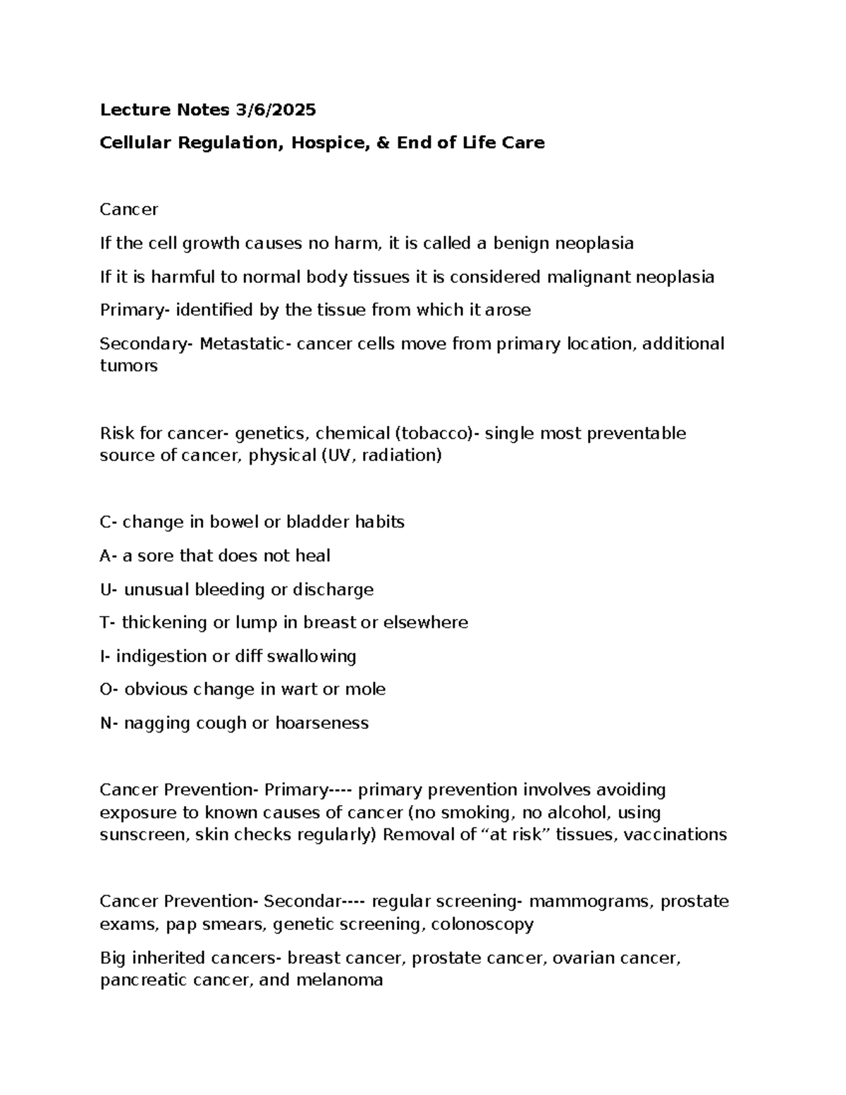 NURS 302 Exam 4 Notes: Cellular Regulation & Cancer Care Insights - Studocu