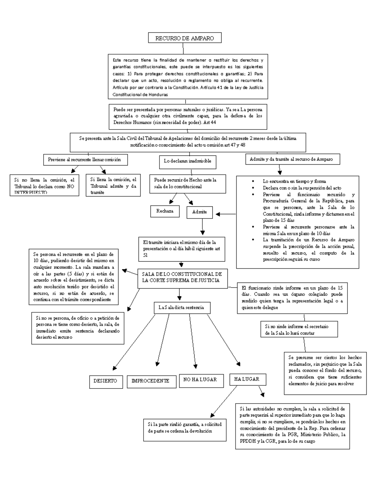Esquema del Recurso de Amparo en Honduras - Studocu