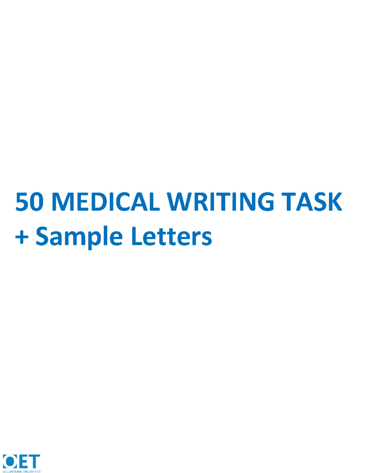 OET writing sample test 18 for doctors - OCCUPATIONAL ENGLISH TEST ...