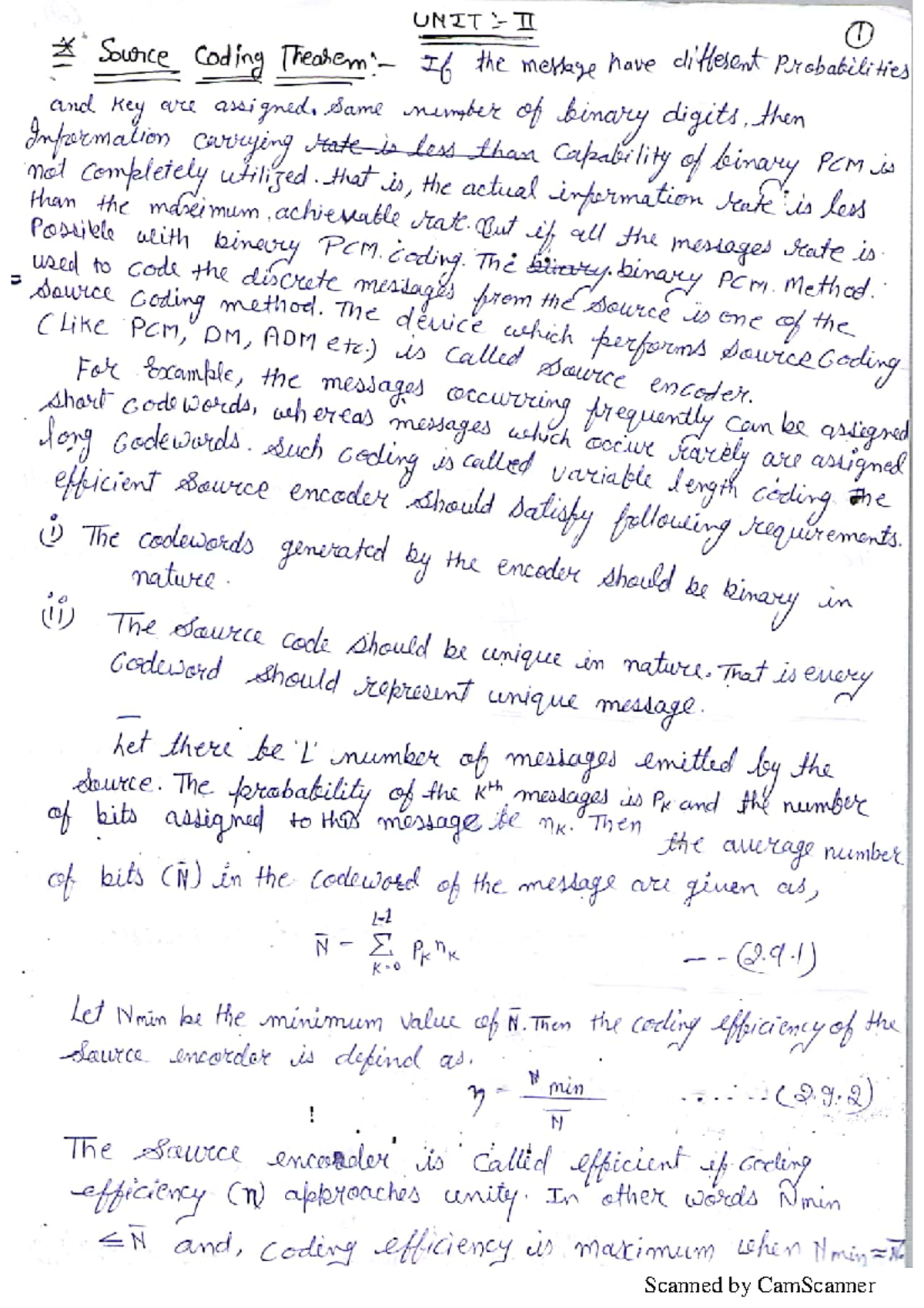 ITC 101 Unit II - Source Coding Lecture Notes - Studocu