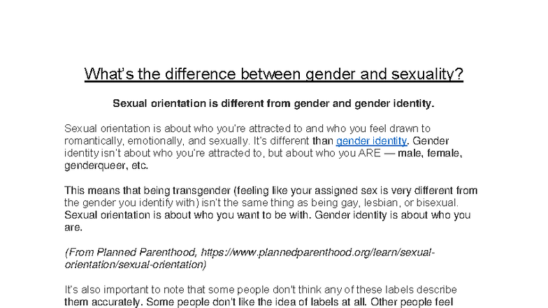 Gender vs. Sexuality: Understanding Identity and Orientation - Studocu