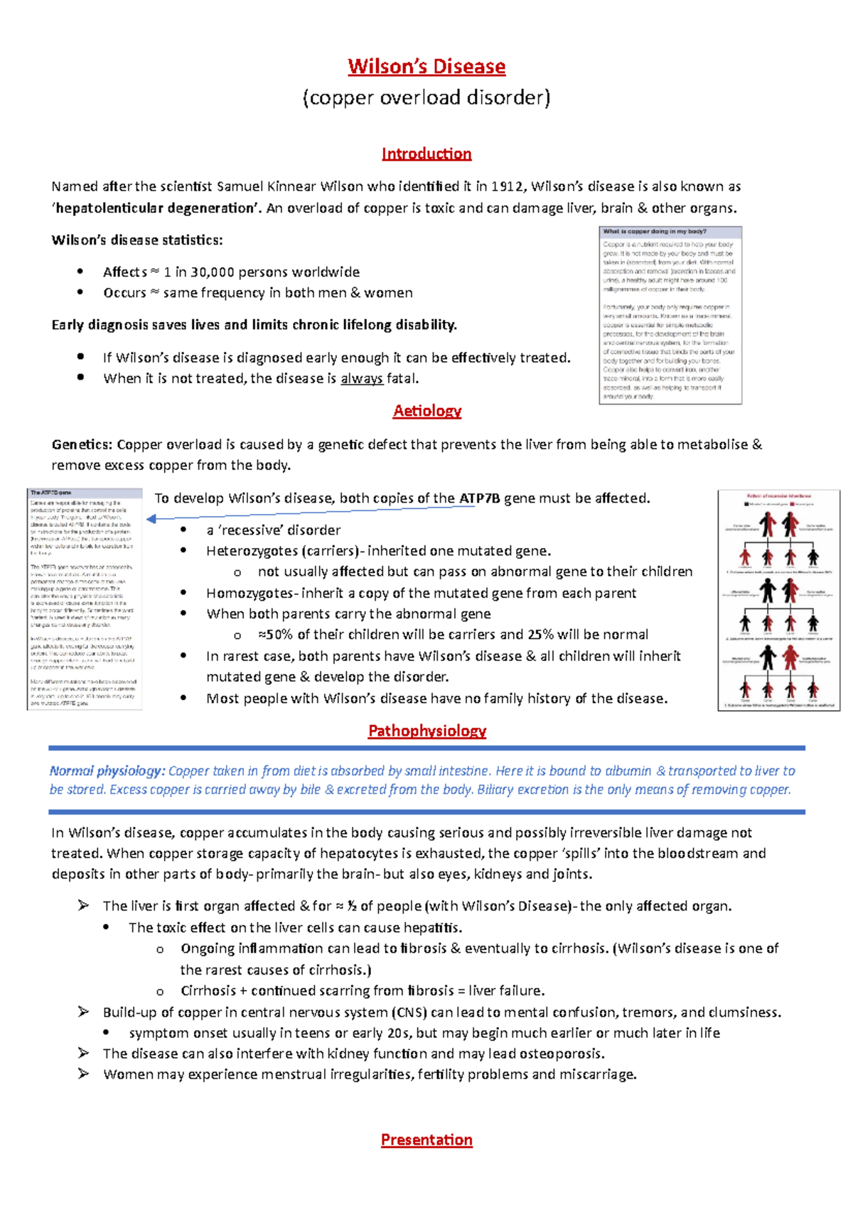 Wilson's Disease - Aetiology, Signs ands Symptoms, Diagnosis ...